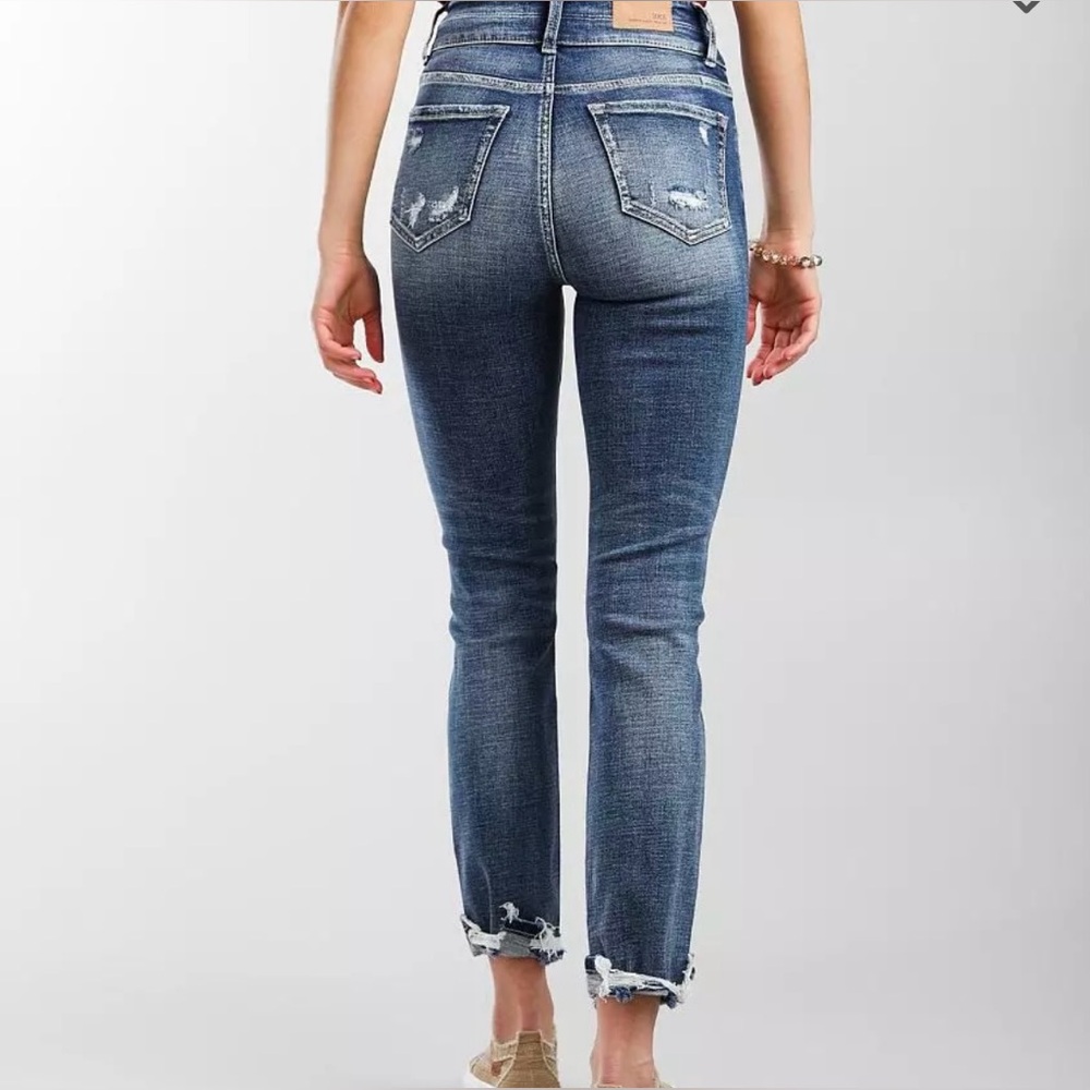 BKE BILLIE Slim Fit High Rise Ankle Skinny Distressed Blue Jeans from Buckle